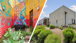 A Colorful Secret Awaits at Astonishing Concrete Home in New Mexico Desert
