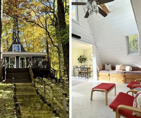 Tiny 750-Square-Foot A-Frame Lake House With a Detached ‘Bunkie’ Hits the Market In New York for Just $194K