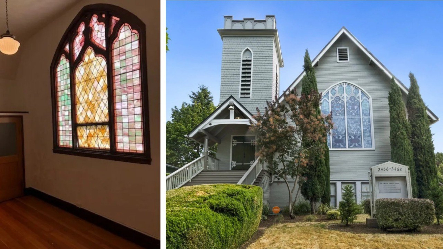 Former Church Transformed Into Four Unique Homes—Complete With Bell Tower and Stained-Glass Windows—Lists for $1.5 Million