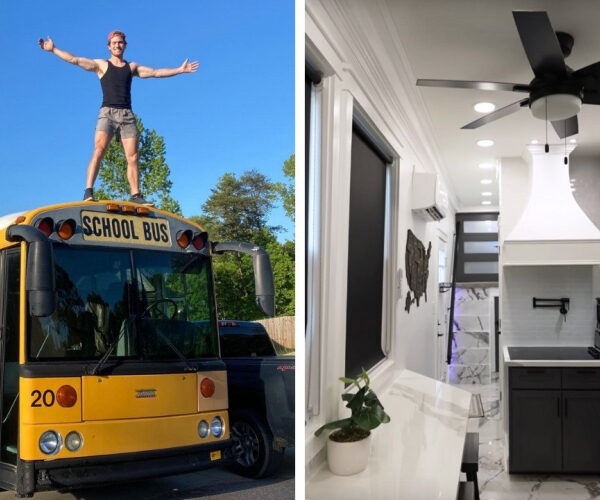 ‘I Was Sick and Tired of Paying Rent—So I Spent a Year Transforming an Old School Bus Into My Dream 2-Story Home’