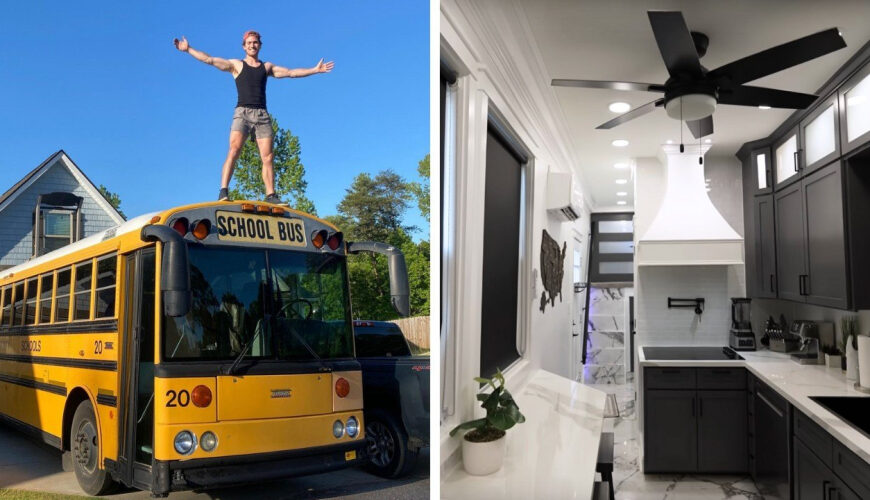 ‘I Was Sick and Tired of Paying Rent—So I Spent a Year Transforming an Old School Bus Into My Dream 2-Story Home’