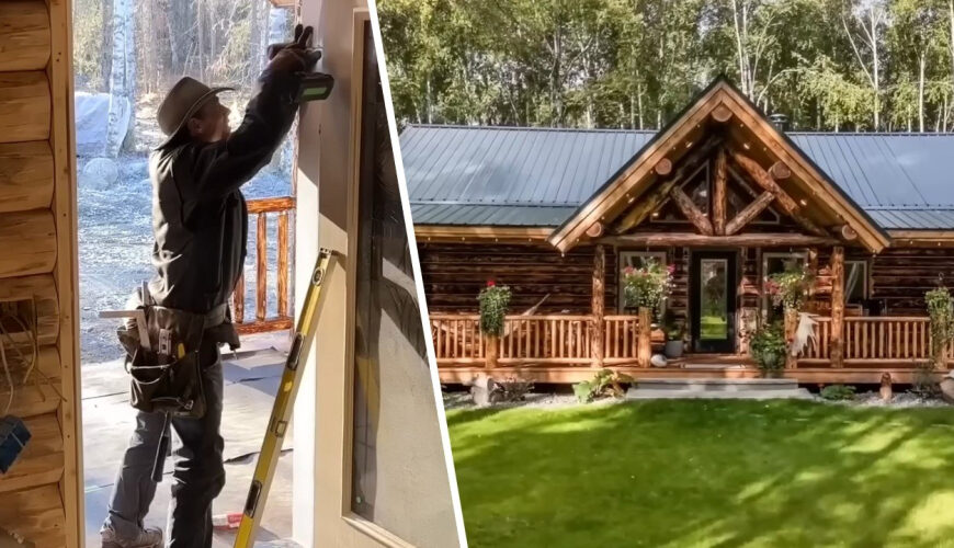 Father Spends 2 Years Building Stunning Off-Grid Cabin in Alaska To Provide His Family With a ‘Dream’ Home