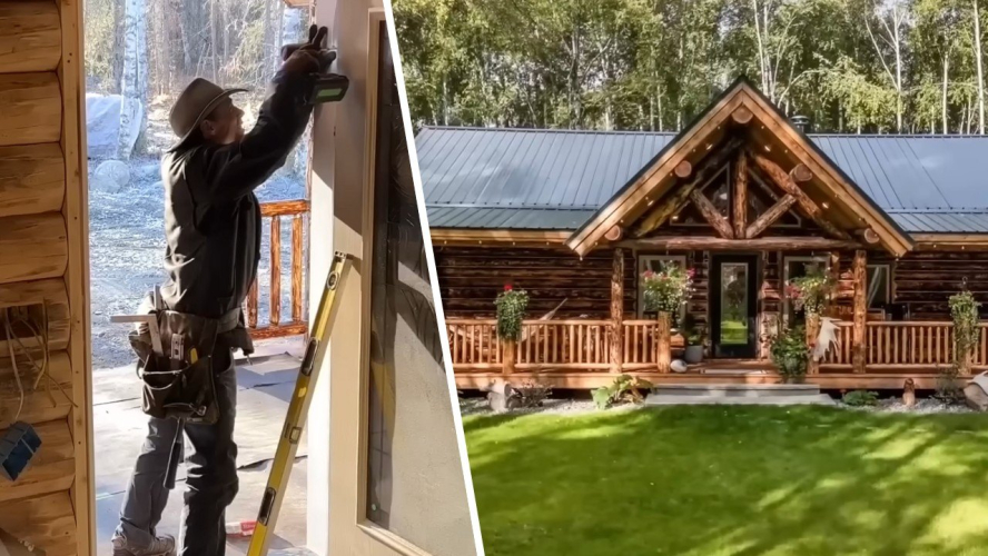 Father Spends 2 Years Building Stunning Off-Grid Cabin in Alaska To Provide His Family With a ‘Dream’ Home